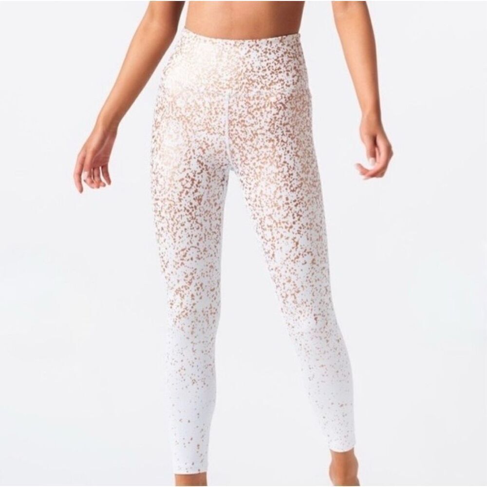 ZYIA ACTIVE White Stay Gold Light N' Tight High Rise 7/8‎ Leggings Flecked